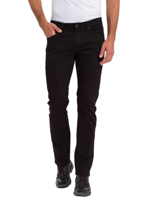 Cross Jeans Herren Jeans Dylan - Regular Fit - Schwarz - Black Crinkle