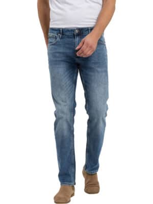 Cross Jeans Herren Jeans Damien - Slim Fit - Blau - Mid Blue