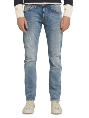 Tom Tailor Denim Herren Jeans Piers - Slim Fit - Blau - Used Light Stone Blue Denim