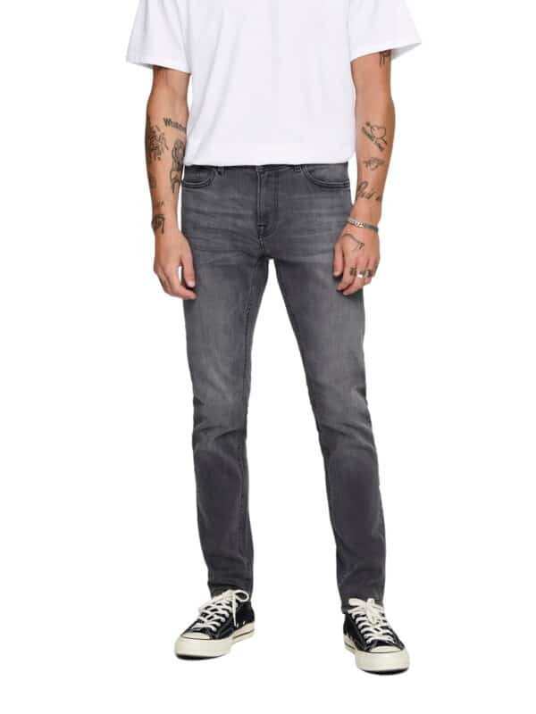 Only & Sons Herren Jeans ONSWARP GREY DCC 2051 - Skinny Fit - Grau - Grey Denim