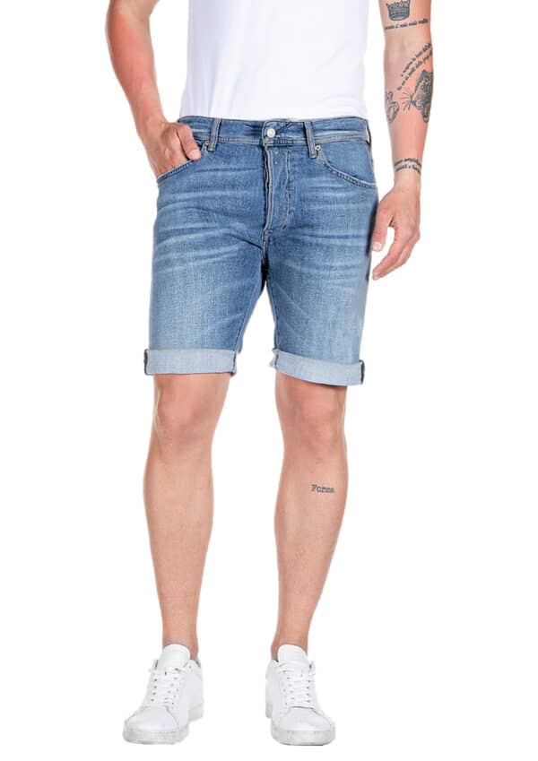 Replay Herren Short RBJ901 - Regular Fit - Blau - Medium Blue Denim