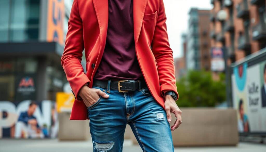 modische Farben Jeans und Blazer